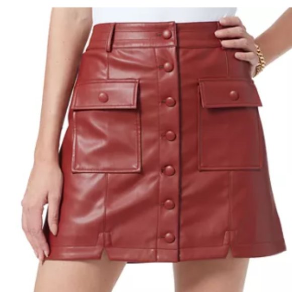 Sam Edelman Dresses & Skirts - Sam Edelman Cara Faux Leather Button Down Mini Skirt Size S